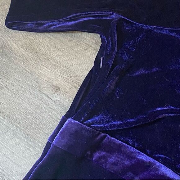 Fashion Nova Angelina Velvet Gown Maxi Dress Indigo High Slit NEW - Picture 4 of 9